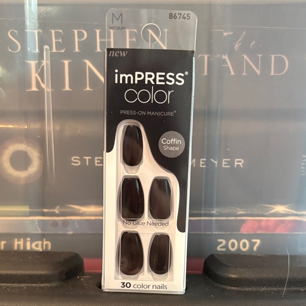 imPRESS Color Coffin Shape Press-On Nails - Black